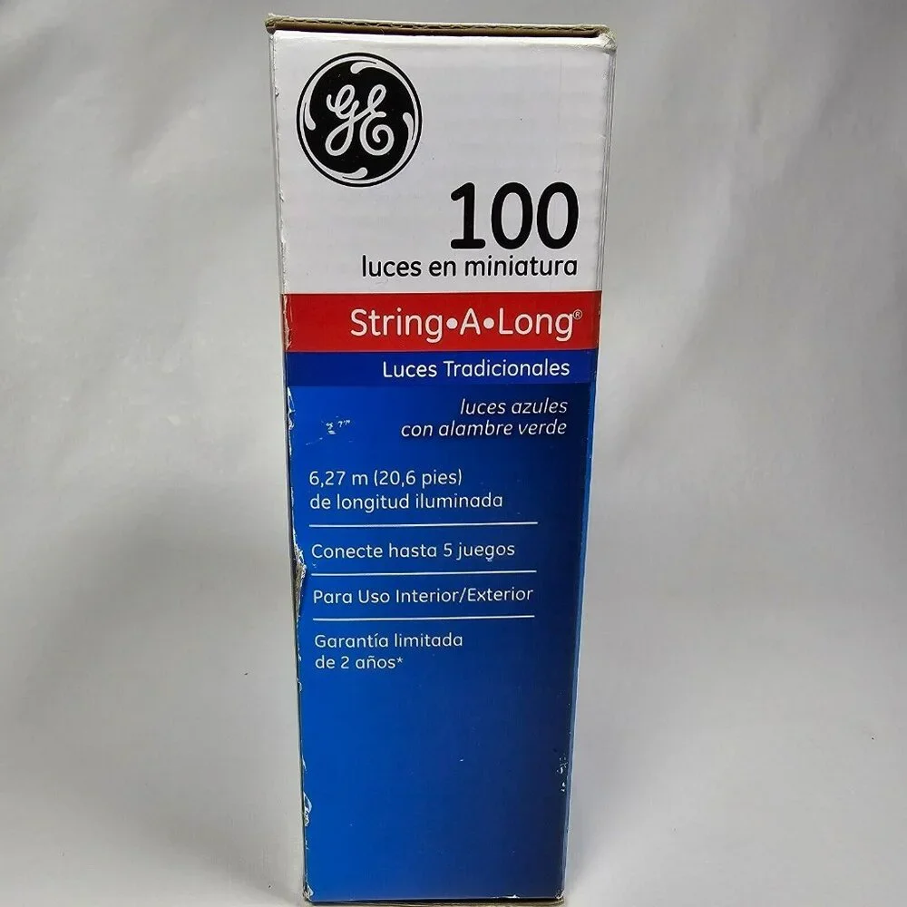 GE 100ct Miniature String Lights NEW Blue Bulb / Green Wire 20.6ft String-A-Long